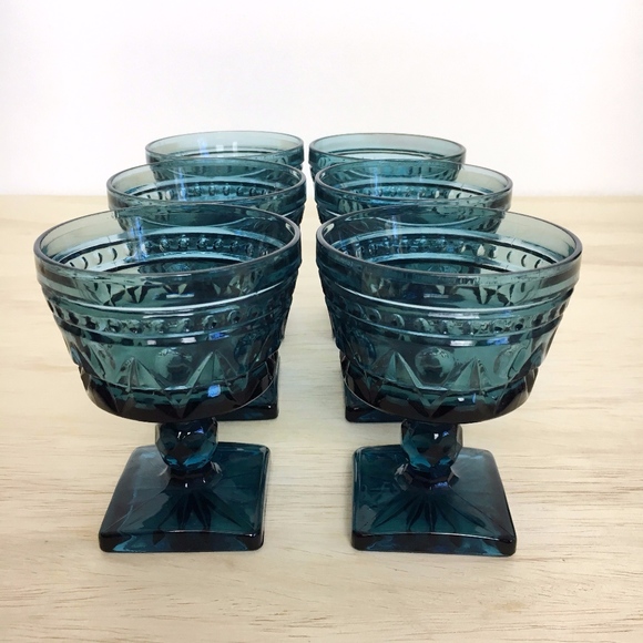 Other - Vintage Anchor Hawking Blue Glass Pudding Cups
